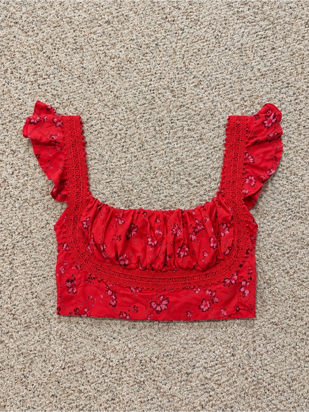 Free People Scarlet Floral Square-Neck Crop Top - Picture 2 of 6